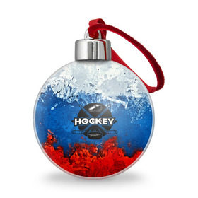 Ёлочный шар с принтом Хоккей триколор в Новосибирске, Пластик | Диаметр: 77 мм | Тематика изображения на принте: bandy | hockey | клюшка | коньки | лед | россия | русский хоккей | спорт | хоккей | чемпионат