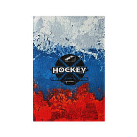 Обложка для паспорта матовая кожа с принтом Хоккей триколор в Новосибирске, натуральная матовая кожа | размер 19,3 х 13,7 см; прозрачные пластиковые крепления | Тематика изображения на принте: bandy | hockey | клюшка | коньки | лед | россия | русский хоккей | спорт | хоккей | чемпионат