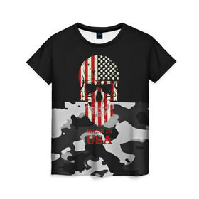 Женская футболка 3D с принтом Made in USA в Новосибирске, 100% полиэфир ( синтетическое хлопкоподобное полотно) | прямой крой, круглый вырез горловины, длина до линии бедер | camouflage | made in usa | skull | абстракция | америка | города | камуфляж | нация | страны | текстуры | череп