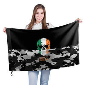 Флаг 3D с принтом Made in Ireland в Новосибирске, 100% полиэстер | плотность ткани — 95 г/м2, размер — 67 х 109 см. Принт наносится с одной стороны | camouflage | made in ireland | skull | абстракция | города | ирландия | камуфляж | нация | страны | текстуры | череп