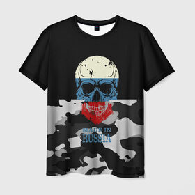 Мужская футболка 3D с принтом Made in Russia в Новосибирске, 100% полиэфир | прямой крой, круглый вырез горловины, длина до линии бедер | camouflage | made in russia | skull | абстракция | города | камуфляж | нация | россия | страны | текстуры | череп