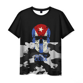 Мужская футболка 3D с принтом Made in Cuba в Новосибирске, 100% полиэфир | прямой крой, круглый вырез горловины, длина до линии бедер | Тематика изображения на принте: camouflage | made in cuba | skull | абстракция | города | камуфляж | куба | нация | страны | текстуры | череп