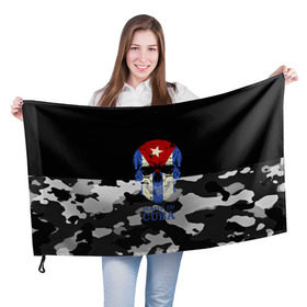 Флаг 3D с принтом Made in Cuba в Новосибирске, 100% полиэстер | плотность ткани — 95 г/м2, размер — 67 х 109 см. Принт наносится с одной стороны | camouflage | made in cuba | skull | абстракция | города | камуфляж | куба | нация | страны | текстуры | череп