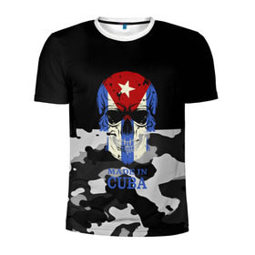 Мужская футболка 3D спортивная с принтом Made in Cuba в Новосибирске, 100% полиэстер с улучшенными характеристиками | приталенный силуэт, круглая горловина, широкие плечи, сужается к линии бедра | camouflage | made in cuba | skull | абстракция | города | камуфляж | куба | нация | страны | текстуры | череп