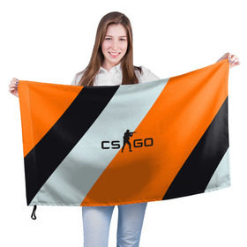 Флаг 3D с принтом Cs Go Asi #2 в Новосибирске, 100% полиэстер | плотность ткани — 95 г/м2, размер — 67 х 109 см. Принт наносится с одной стороны | cs go | контр страйк гоу  полосы | оранжевый | серый | чёрный