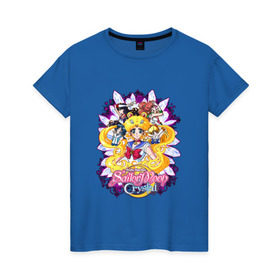 Женская футболка хлопок с принтом Sailor Moon Crystal в Новосибирске, 100% хлопок | прямой крой, круглый вырез горловины, длина до линии бедер, слегка спущенное плечо | sailor moon | аниме | анимэ | волосы | глаза | девочка | косы | луна в матроске | месяц | мультик | мультсериал | мультфильм | се | сейлор | сейлор ви | сейлор винера | сейлор марс | сейлор меркурий