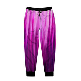 Мужские брюки 3D с принтом фиолетово-черные краски в Новосибирске, 100% полиэстер | манжеты по низу, эластичный пояс регулируется шнурком, по бокам два кармана без застежек, внутренняя часть кармана из мелкой сетки | Тематика изображения на принте: color | violet | акварель | краски | полосы | фиолетовый | цвет | черный | ярко