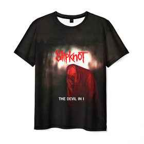 Мужская футболка 3D с принтом Slipknot - The devil in i в Новосибирске, 100% полиэфир | прямой крой, круглый вырез горловины, длина до линии бедер | slipknot | альтернативный метал | андерс | грув метал | дьявол | колсефни | кори | метал | музыка | ню метал | рок | слипкнот | тейлор