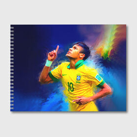 Альбом для рисования с принтом Neymar в Новосибирске, 100% бумага
 | матовая бумага, плотность 200 мг. | neymar | неймар | сборная бразилии