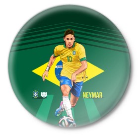 Значок с принтом Neymar в Новосибирске,  металл | круглая форма, металлическая застежка в виде булавки | Тематика изображения на принте: neymar | неймар | сборная бразилии