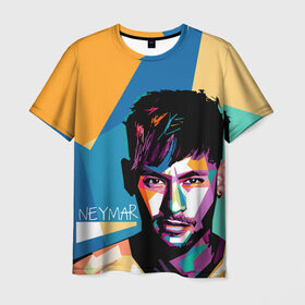 Мужская футболка 3D с принтом Neymar в Новосибирске, 100% полиэфир | прямой крой, круглый вырез горловины, длина до линии бедер | neymar | неймар | сборная бразилии