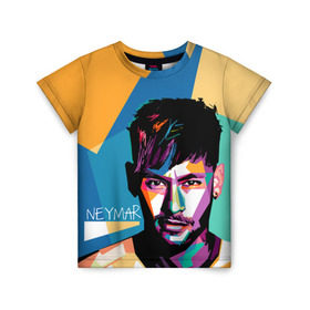 Детская футболка 3D с принтом Neymar в Новосибирске, 100% гипоаллергенный полиэфир | прямой крой, круглый вырез горловины, длина до линии бедер, чуть спущенное плечо, ткань немного тянется | Тематика изображения на принте: neymar | неймар | сборная бразилии
