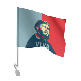 Флаг для автомобиля с принтом Фидель Кастро в Новосибирске, 100% полиэстер | Размер: 30*21 см | cuba | fidel | диктатор | коммунизм | куба | президент | фидель