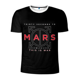 Мужская футболка 3D спортивная с принтом 30 Seconds to Mars в Новосибирске, 100% полиэстер с улучшенными характеристиками | приталенный силуэт, круглая горловина, широкие плечи, сужается к линии бедра | группа | марс | надпись | рок | черный
