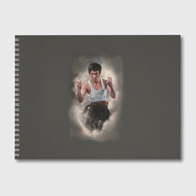 Альбом для рисования с принтом Брюс Ли в Новосибирске, 100% бумага
 | матовая бумага, плотность 200 мг. | Тематика изображения на принте: актер | блюс | боец | каратэ | кунг фу | ли | спорт
