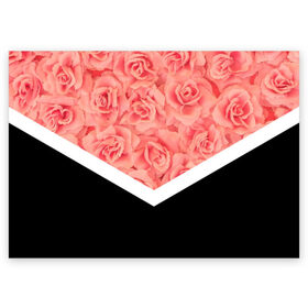 Поздравительная открытка с принтом Розы (в цвете) в Новосибирске, 100% бумага | плотность бумаги 280 г/м2, матовая, на обратной стороне линовка и место для марки
 | flowers | абстракция | растения | розовы | розы | треугольник | цветы | черно белый