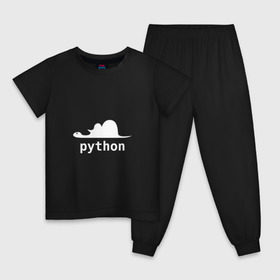 Детская пижама хлопок с принтом Питон - язык программирования в Новосибирске, 100% хлопок |  брюки и футболка прямого кроя, без карманов, на брюках мягкая резинка на поясе и по низу штанин
 | php | python | питон | программирование | слон