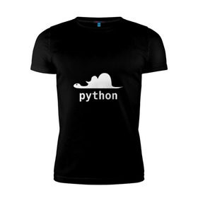 Мужская футболка премиум с принтом Питон - язык программирования в Новосибирске, 92% хлопок, 8% лайкра | приталенный силуэт, круглый вырез ворота, длина до линии бедра, короткий рукав | php | python | питон | программирование | слон