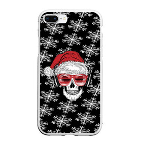 Чехол для iPhone 7Plus/8 Plus матовый с принтом Santa Skull хипстер в Новосибирске, Силикон | Область печати: задняя сторона чехла, без боковых панелей | Тематика изображения на принте: дед мороз | новогодний | паттерн | санта | снег | снежинки