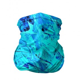 Бандана-труба 3D с принтом Голубые краски в Новосибирске, 100% полиэстер, ткань с особыми свойствами — Activecool | плотность 150‒180 г/м2; хорошо тянется, но сохраняет форму | watercolor | абстракция красок | акварель | брызги красок | краска | потертость красок