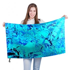 Флаг 3D с принтом Голубые краски в Новосибирске, 100% полиэстер | плотность ткани — 95 г/м2, размер — 67 х 109 см. Принт наносится с одной стороны | Тематика изображения на принте: watercolor | абстракция красок | акварель | брызги красок | краска | потертость красок