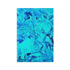 Обложка для паспорта матовая кожа с принтом Голубые краски в Новосибирске, натуральная матовая кожа | размер 19,3 х 13,7 см; прозрачные пластиковые крепления | Тематика изображения на принте: watercolor | абстракция красок | акварель | брызги красок | краска | потертость красок
