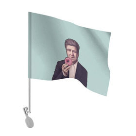 Флаг для автомобиля с принтом Дэвид Линч в Новосибирске, 100% полиэстер | Размер: 30*21 см | david lynch | автор | актер | внутренняя империя | гений | дюна | малхолланд драйв | пончик | режиссер | синий бархат | твин пикс | шоссе в никуда