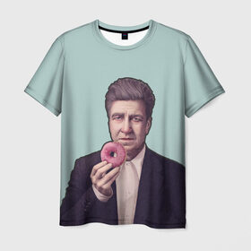Мужская футболка 3D с принтом Дэвид Линч в Новосибирске, 100% полиэфир | прямой крой, круглый вырез горловины, длина до линии бедер | david lynch | автор | актер | внутренняя империя | гений | дюна | малхолланд драйв | пончик | режиссер | синий бархат | твин пикс | шоссе в никуда