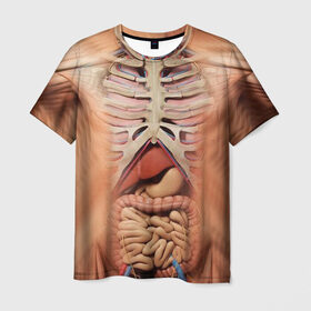 Мужская футболка 3D с принтом Грудная клетка в Новосибирске, 100% полиэфир | прямой крой, круглый вырез горловины, длина до линии бедер | 