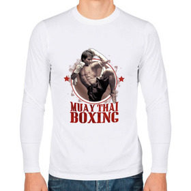Мужской лонгслив хлопок с принтом Тайский бокс в Новосибирске, 100% хлопок |  | muay thai boxing