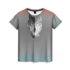 Женская футболка 3D с принтом Wolf Geometric в Новосибирске, 100% полиэфир ( синтетическое хлопкоподобное полотно) | прямой крой, круглый вырез горловины, длина до линии бедер | 