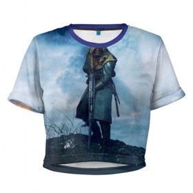 Женская футболка 3D укороченная с принтом battlefield в Новосибирске, 100% полиэстер | круглая горловина, длина футболки до линии талии, рукава с отворотами | battlefield | war | батлфилд 1 | война | первая мировая война