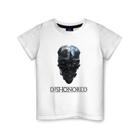 Детская футболка хлопок с принтом Маска Корво в Новосибирске, 100% хлопок | круглый вырез горловины, полуприлегающий силуэт, длина до линии бедер | corvo | dishonored | korvo | outsider | дануол | корво | чужой