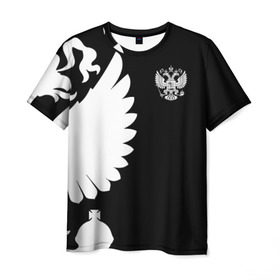 Мужская футболка 3D с принтом Russia - Black collection в Новосибирске, 100% полиэфир | прямой крой, круглый вырез горловины, длина до линии бедер | Тематика изображения на принте: 0x000000123 | black collection | russia | россия