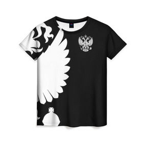 Женская футболка 3D с принтом Russia - Black collection в Новосибирске, 100% полиэфир ( синтетическое хлопкоподобное полотно) | прямой крой, круглый вырез горловины, длина до линии бедер | Тематика изображения на принте: 0x000000123 | black collection | russia | россия