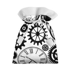 Подарочный 3D мешок с принтом Часы и шестеренки в Новосибирске, 100% полиэстер | Размер: 29*39 см | Тематика изображения на принте: pattern | узор | часы