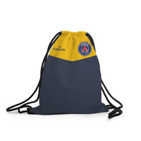 Рюкзак-мешок 3D с принтом Paris Saint-Germain - Navy Yellow (Collections 2018) в Новосибирске, 100% полиэстер | плотность ткани — 200 г/м2, размер — 35 х 45 см; лямки — толстые шнурки, застежка на шнуровке, без карманов и подкладки | paris saint germain | psg | псж