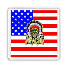 Магнит 55*55 с принтом Индейцы Apache в Новосибирске, Пластик | Размер: 65*65 мм; Размер печати: 55*55 мм | Тематика изображения на принте: apache | usa | америка | американец | индейцы | символика америки | сша