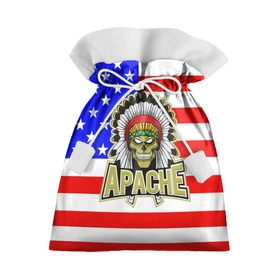 Подарочный 3D мешок с принтом Индейцы Apache в Новосибирске, 100% полиэстер | Размер: 29*39 см | Тематика изображения на принте: apache | usa | америка | американец | индейцы | символика америки | сша
