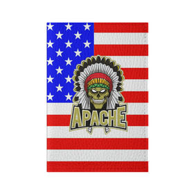 Обложка для паспорта матовая кожа с принтом Индейцы Apache в Новосибирске, натуральная матовая кожа | размер 19,3 х 13,7 см; прозрачные пластиковые крепления | apache | usa | америка | американец | индейцы | символика америки | сша