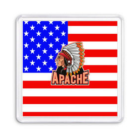 Магнит 55*55 с принтом Apache в Новосибирске, Пластик | Размер: 65*65 мм; Размер печати: 55*55 мм | Тематика изображения на принте: apache | usa | америка | американец | индейцы | символика америки | сша