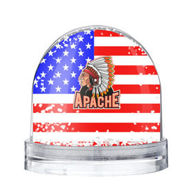 Водяной шар с принтом Apache в Новосибирске, Пластик | Изображение внутри шара печатается на глянцевой фотобумаге с двух сторон | Тематика изображения на принте: apache | usa | америка | американец | индейцы | символика америки | сша