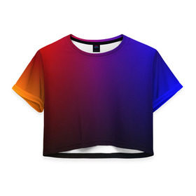 Женская футболка 3D укороченная с принтом Градиент 3 в Новосибирске, 100% полиэстер | круглая горловина, длина футболки до линии талии, рукава с отворотами | градиент | красный | синий | текстура | цвет