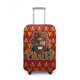 Чехол для чемодана 3D с принтом Одноглазый пират в Новосибирске, 86% полиэфир, 14% спандекс | двустороннее нанесение принта, прорези для ручек и колес | bones | buccaneer | corsair | filibuster | freebooter | picaroon | pirate | rover | голова | кости | пират | скелет | череп