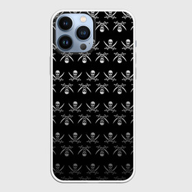 Чехол для iPhone 13 Pro Max с принтом Пиратский pattern в Новосибирске,  |  | bones | buccaneer | corsair | filibuster | freebooter | picaroon | pirate | rover | голова | кости | пират | скелет | череп