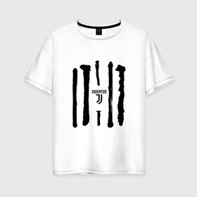Женская футболка хлопок Oversize с принтом Juventus - Drawing paint (Collections 2018) в Новосибирске, 100% хлопок | свободный крой, круглый ворот, спущенный рукав, длина до линии бедер
 | juve | юве | ювентус