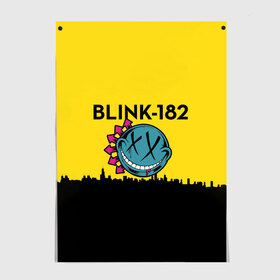 Постер с принтом Blink-182 город в Новосибирске, 100% бумага
 | бумага, плотность 150 мг. Матовая, но за счет высокого коэффициента гладкости имеет небольшой блеск и дает на свету блики, но в отличии от глянцевой бумаги не покрыта лаком | blink | альтернативный рок | блинк | город | желтый | марк хоппус | музыка | мэтт скиба | панк | панк рок | песни | поп панк | рок | скейт панк | смайл | солнце | трэвис баркер