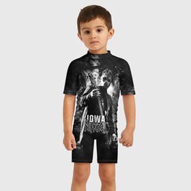 Детский купальный костюм 3D с принтом Slipknot iowa в Новосибирске, Полиэстер 85%, Спандекс 15% | застежка на молнии на спине | slipknot | альтернативный метал | грув метал | комбинезон | маска | метал | мрачный | ню метал