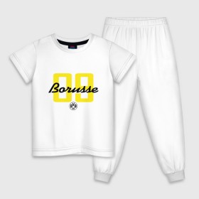 Детская пижама хлопок с принтом Borussia Dortmund - Borusse 09 (New 2018 Design) в Новосибирске, 100% хлопок |  брюки и футболка прямого кроя, без карманов, на брюках мягкая резинка на поясе и по низу штанин
 | Тематика изображения на принте: боруссия дортмунд