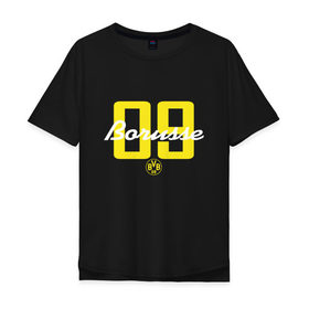 Мужская футболка хлопок Oversize с принтом Borussia Dortmund - Borusse 09, for black (New 2018 Design) в Новосибирске, 100% хлопок | свободный крой, круглый ворот, “спинка” длиннее передней части | боруссия дортмунд